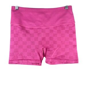 JoyLab Checkerboard Seamless Athletic Bike Shorts Womens Medium Pink Mid Rise